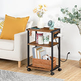 HOOBRO Industrial Printer Stand with Charging Station, 3-Tier Printer Table, Rolling Printer Cart