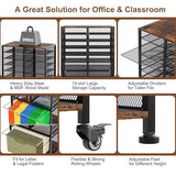 EasyPAG Rolling File Cart with 14 Slot Mail Organizer, Under Desk Storage with Hanging File Rack
