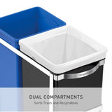 35 Liter / 9.3 Gallon Dual Compartment Under Counter Kitchen Cabinet Pull-Out Recycling Bin and Trash Can