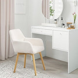 YEEFY Desk Chair No Wheels Vanity Chair Makeup Chair Comfy Accent Chair for Living Dining Room Bedroom Home Office Mid Century