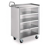 18" x 30" Five Shelf Commercial NSF Stainless Steel Utility Cart - Heavy Duty 304 Steel Service Cart with Enclosed Base, Open Front, Rolling Cart for Kitchen, Catering, Restaurant