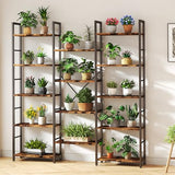 Shintenchi Triple Column 5 Tier Bookshelf, Industrial Large Bookcase Display Shelves