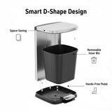 Garvee Stainless Steel Trash Can, 50 L/13 gal Hands Free Garbage Can with Soft Close Lid and Foot Pedal, Metal Kitchen Waste Bin, Silver