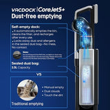 VACDOCK CoreJet5+ Cordless Vacuum Cleaner, 450W 150AW 33KPA Self-emptying Stick Vacuum with All-in-One Dock & 2 Rechargeable Battery for Home, Pet Hair, Carpets and Floors, 3 Power Modes Up to 60 Mins