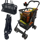 Foldable Shopping Cart with Wheels - Heavy Duty Grocery Cart, 80lbs Collapsible Utility Cart for Groceries