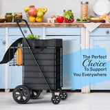 Shopping Cart w/Waterproof Basket Liner & Large 360° Swivel Wheels | Foldable Collapsible & Lightweight