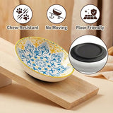 Ceramic Cat Food Bowls 6 Pack – Shallow Cat Bowl with Non-Slip Silicone Base, Whisker-Fatigue Dishes for Indoor Cats Puppy – Microwave Dishwasher Safe – 5.3 oz Cute Pet Plates for Wet Dry Food Water