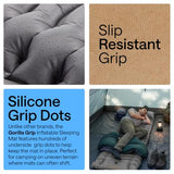 GORILLA GRIP Slip-Resistant Inflatable Sleeping Pad, Puncture Resistant Lightweight Camping Mattress, Foot Pump, Air Mats for Travel Backpacking, Inflating Bed Camp Sleep Pads for Tent, Gray