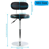 FURWOO Black PU Leather Swivel Salon Chair Mini Barber Shop Stool with Backrest for Manicure, Tattoo, and Office Use
