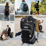 MIVENTO Hiking Backpack Waterproof Nylon Material, Breathable Back Pad Design, Separate Laptop Compartment for Outdoor Camping Travel (Black)