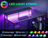 MOTPK 40 Inch Small Gaming Desk with Storage & Led Lights, Computer Desk with Shelf