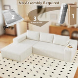 96" Modular Sectional Couch, Boneless L Shaped Cloud Sofa with Chaise Lounge