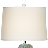 Possini Euro Design Eneya 31" Tall Large Modern End Table Lamps Set of 2 Blue-Green Ceramic Off-White Shade Living Room Bedroom Bedside Nightstand House Office Home Reading (Colors May Vary)