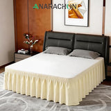 ANARACHON Twin Bed Skirt, Elastic Wrap Around Bed Skirt Twin Size, Bed Skirts for Adjustable Bed, Easy Fit with 18" Drop Length Tailored Drop Dust Ruffle (Light Yellow)