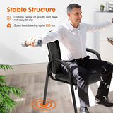 PU Leather Big and Tall No Wheels Executive Office Chair with Padded Arms for Reception Conference Room Lobby