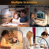 ShineTech LED Desk lamp with Clamp, Eye-Caring Clip Lights for Home Office, 3 Colors Full Brightness, Flexible USB Adapter Table Lamp, Black