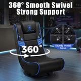GTPLAYER Floor Gaming Chair Foldable Swivel Floor Chairs for Kids Boys Comfy Video Game Seat with 360° Multipurpose for Gamers, Bedroom or Game Room(Black-Blue)