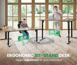 L-Shaped Standing Desk - 63 x 55 Inch Adjustable Corner Standing Desk with Charging Station