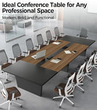 10FT Conference Table for 10 People, Large Rectangular Boardroom Meeting Table