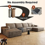135" Oversized U Shaped Cloud Modular Sectional Sofa with Right Facing Chaise Daybed and Movable Ottoman