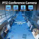 4K Conference Room Camera, PTZ Camera 20X Optical Zoom with IP/USB3.0/HDMI/RS232/RS485 for IP Live Streaming Video Conference
