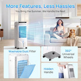 Swamp Cooler, 1800 CFM Windowless Portable Air Conditioners with 4.2 Gal Water Tank, 120° Swing,12H Timer,3 Modes & 3 Speeds,4 Ice Packs, Evaporative Air Cooler for Room,Bedroom,Office,Crystal White
