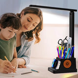 cozoo Desk Lamp,LED Desk Lamps for Home Office,Wireless Charger Small Desk Lamp with Pen Holder,Color Changing Nightlight,12 Lighting Modes