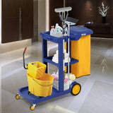 Commercial Traditional Cleaning 3-Shelf Janitorial Cart, 500 Lbs Capacity Housekeeping Cart,