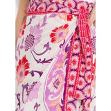 Talakeno Womens Floral Wrap Midi Skirt Summer Adjustable Tie Side Casual High Waist A Line Beach Boho Long Flared Skirts(Pink,S)