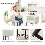 24" Counter Height Bar Stools Set of 4, Modern Barrel Counter Stools with Backrest and Arms