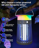 NEXLY SJZ-091 Solar Bug Zapper Portable Outdoor Waterproof Mosquito Killer Indoor Home Rechargeable Fruit Fly Trap 4200V Electric Gnat Traps for Room Garden Courtyard Kitchen Camping Backyard