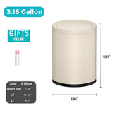 YOJIA 3.17 Gallon/12L Metal Trash Can with Swing Lid, White