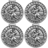 PloreWay St. Christopher Medal for Car, 4 Pack Metal Saint Christopher Visor Clip, Talisman for Safety, Automotive Visor Accessories, Gift for Drivers, Families, Friends