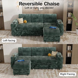 Vipbear 86" Modular Sectional Sleeper Sofa with Pull Out Bed, 3 Seat Plush Corduroy L Shaped Couch with Storage Chaise
