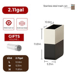 LEASYLIFE 2.1gallon Narrow-Slit Bathroom Trash Can，White&Black