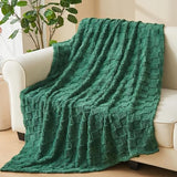 NEWCOSPLAY Super Soft Queen Blanket Dark Green Premium Silky Flannel Fleece 3D Checkered Lightweight Bed Blanket All Season Use (Dark Green Checkered, Queen(90"x90"))