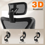 GABRYLLY Ergonomic Office Chair with Footrest, 135° Reclining Desk Chair with Adjustable Lumbar Support,3D Armrest