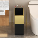 LEASYLIFE 4gallon Narrow-Slit Bathroom Trash Can, Open Top Garbage Can,Double-Layer Design with Realistic Wood Texture, Anti-Slip Base, Suitable for bathrooms, Powder Rooms (2.1gal-Black and Gold)