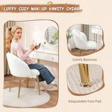 Hobooment Vanity Chair,Accent Makeup Comfy Cute Desk Girls Fluffy Chairs for Bedroom No Wheels