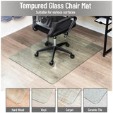 Mind Reader Tempered Glass Chair Mat, Clear Floor Protector for Hard Floors or Low-Pile Carpet Only