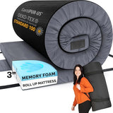 Hazli Matrix AirCell Memory Foam Camping Mattress Pad - Roll Up Mattress for Adults - Portable Cot Sleeping Pad for Camping -Floor Mat or Bed Roll for Car, SUV - Single 75"x30"x3" - Dark Grey