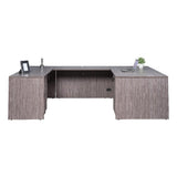 Boss Office Products 66" U-Shape Desk with 2 File Pedestals, Driftwood Finish, Thermal Fused Melamine, Scratch Resistant, Lockable Drawers, Modular Executive Home or Office Workspace Configuration