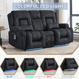 URRED Power Loveseat Recliner Sofa with Massage and Heat，Dark Grey