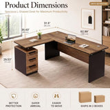GT BLACK TURNSTONE 63" L Shaped Executive Desk, Modern Office Desk