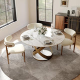 POVISON 51" Modern Round Dining Table for 4-6, Glossy White Round Dining