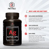 Alpha GPC Supplement & BioPerine for Hyper Absorption - 120 Count, Alpha-GPC 600mg per Serving - Nootropics for Memory, Focus, Energy, & Drive - Choline Supplements to Boost Acetylcholine, Made in USA