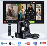 TONGVEO Wireless Conference Room Webcam, Church Live Streaming 20X USB 1080P 60fps PTZ Camera