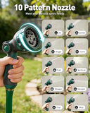 AOGOW Retractable Garden Hose Reel: 1/2 in x 100 ft Wall Mounted Water Hose Reel with 10-Function Nozzle, Hose Reels for Outside, Any Length Lock, Brass Fittings, Slow Auto Rewind & 180° Swivel