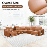 Power Recliner Sectional Sofa for Living Room, Power Leather Corner Sectional Couch with Dual Recliners