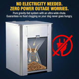 6.8L(15 lbs) Gravity Dog Feeder – Stainless Steel Automatic Pet Food Dispenser, No Power Outdoor Dog Feeder, for cat and Small Dog, Wall Mount or Floor Pet Feeding Station,Weather-Resistant